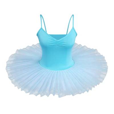 Odizli Ballettkleid Damen Ärmellose Spaghettiträger Tanzbody Turnanzug Tanzkleid Swan Lake Ballettkleidung Gymnastikanzug Ballettanzug Tüll Tütü Balletttrikot Balettkleider Ballerina Kleider Blau XL von Odizli