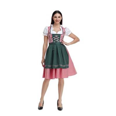 Odizli Dirndl Damen Midi Kurzarm Weiß Blusen Dirndlbluse Trachtenbluse + Schürze Dirndlschürze + Knielang Trachtenrock Maid Outfit Kurz Trachtenkleid Oktoberfest Kleidung Grosse Grössen Dunkelgrün M von Odizli