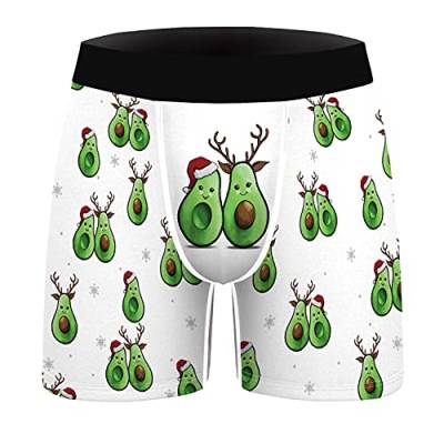 Odizli Personalisiert Boxershort Herren Weihnachten Unterwäsche Streifen/Elch/Schneemann/Schneeflocke Drucken Neuheit Hässlich Unterhose Badehose,Lustige Geschenke für Männer Freund Avocado L von Odizli