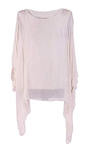 OgLuxe Plus Size Damen Seide Batwing Top Zwei Schichten Bluse, Stein, Groß von OgLuxe