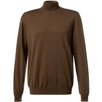 OLYMP Herren Rollkragenpullover braun Merinowolle unifarben von Olymp