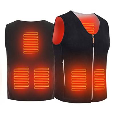 Heizweste Dünn Damen Herren, Heizjacke Usb , Wärmeweste Elektrisch, Weste Unisex Mit Heizung Temperatur Einstellbar, Warme Heated Vest Maschinenwäsche Für Outdoor Camping Motorrad (V-kragen, M) von Oneshlee