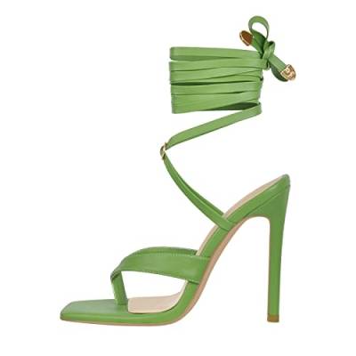 Only maker Women's High Heels Sandals with Ankle Wraps Flip Flop Summer Shoes Pole dance Übergröße Green EU 45 von Only maker