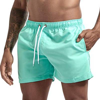 Onsoyours Badeshorts für Männer Jungen Badehose für Herren Sommer Badeshorts Strand Surf Board Shorts Schwimmhose Schnelltrocknend Sporthose mit Tunnelzug Grün L von Onsoyours