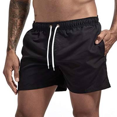 Onsoyours Badeshorts für Männer Jungen Badehose für Herren Sommer Badeshorts Strand Surf Board Shorts Schwimmhose Schnelltrocknend Sporthose mit Tunnelzug Schwarz XL von Onsoyours