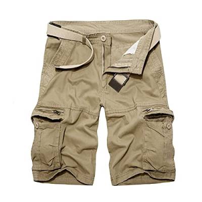 Onsoyours Cargo Shorts Herren Vintage Kurze Hose Bermuda Shorts Sommer Sweatshorts Mit Taschen Sporthose Für Freizeit Sport Hose Jogginghose B Khaki L von Onsoyours