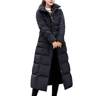 Onsoyours Damen Winterjacke Daunenjacke Lange Steppjacke Wintermantel Parka Jacke Outwear Frauen Winter Warm Daunenmantel mit Pelzkragen B Schwarz 3XL von Onsoyours