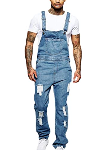 Onsoyours Herren Denim Latzhose Overalls Herren Jeans Latzanzug Loose Fit Cargo Workwear Strampler Overalls Retro Denim Bib Skinny Fit Streetwear Dungarees H Blau XL von Onsoyours