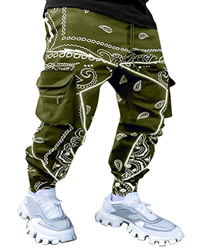 Onsoyours Herren Hosen Cargo Sommer Neu Cargohosen Männer Junge Loose Fit Sport Outdoors Freizeit Retro Mode Trend Arbeithosen Mit Gummibund Streetwear Jogginghose A Armeegrün S von Onsoyours