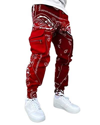 Onsoyours Herren Hosen Cargo Sommer Neu Cargohosen Männer Junge Loose Fit Sport Outdoors Freizeit Retro Mode Trend Arbeithosen Mit Gummibund Streetwear Jogginghose A Weinrot S von Onsoyours