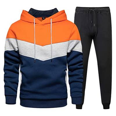 Onsoyours Herren Jogginganzug Trainingsanzug Für Männer Sportanzug Freizeitanzug Jogginghose + Zip Sweatshirt Oberteil D Orange L von Onsoyours