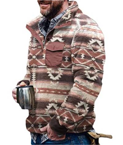 Onsoyours Herren Kunstfell Doppelseitige Wolle Jacke mit Taschen Warm Plüsch Mantel Sweatshirt Pullover Kapuzenpullover Plüschjacke Braun S von Onsoyours