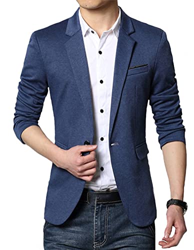 Onsoyours Herren Sakko Sweatjacke Slim Fit Männer Blazer Modern Freizeit Leichte Jackett Sportlich Business Anzugjacke C Blau L von Onsoyours