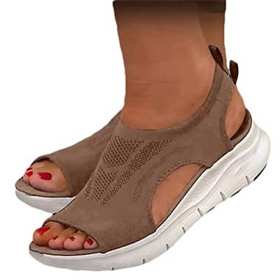 Onsoyours Sandalen Damen Herren Sommerschuhe Offener Zeh Plateau Elegant Atmungsaktives Netz Pantoletten Mit Ankle Strap Schuhe Freizeitschuhe A Braun 39 EU von Onsoyours