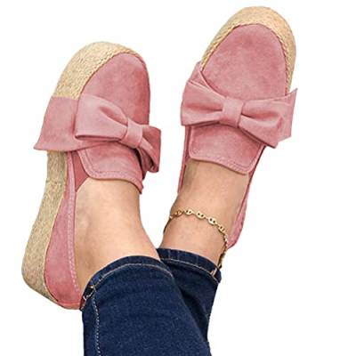 Onsoyours Slippers Espadrilles Damen Low Top Mädchen Plateau Segeltuch Bogen Bowknot Flache Schuhe Plattform Loafers Mokassins Sneakers Sommerschuhe Strandsandalen A Rosa 41 EU von Onsoyours