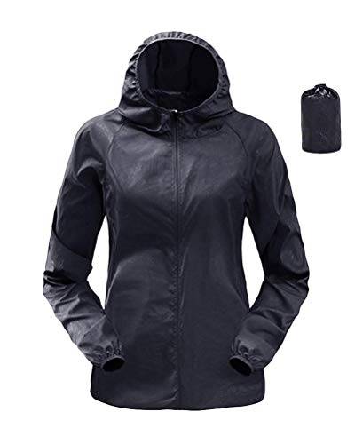 Onsoyours Unisex Sommer Leichte Hoodie Regen Jacke Übergangs Schnell Trocken Windbreaker Outdoor Sonnenschutz Softshell Jacke Dünne Fahrradjacke Regenjacke A Schwarz 3XL von Onsoyours