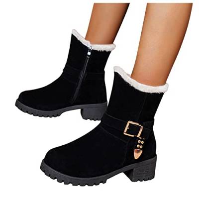 Onsoyours Winterstiefel Damen Winterschuhe Stiefel Einfarbige Elegant Stiefeletten Damenschuhe Frauen Herbst Winter Schneestiefel Warme Ankle Boots Plateau Schuhe F Schwarz 39 EU von Onsoyours