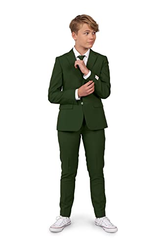 OppoSuits Einfarbiger Anzug für Teenager-Jungen in Glorious Green - Abschlussball- und Hochzeitsfeier-Outfit - einschließlich Blazer, Hose und Krawatte - Grün von OppoSuits