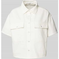OPUS Cropped Hemdjacke mit Brusttaschen Modell 'Ferlo Pure' in Offwhite, Größe L von Opus