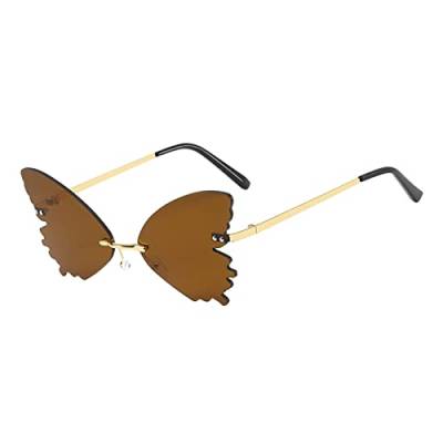 Orbgons Flammen Sonnenbrillen Herz Rahmenlose Form Brillen Unisex Retro Herzförmige Mode Vintage Punk-Stil Sonnenbrille für Damen Herren, Herz Sonnenbrille Hippie Stil, Rave Brille (Z25, One Size) von Orbgons