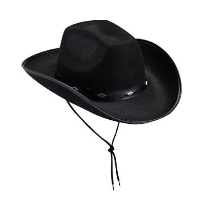 Western Cowboy Hut Cowboy Hut für Erwachsene einfarbig Cowboy-Hut Nieten schnüren Cowboy Hut mit gebogener Krempe aus Leder, Hut, Unisex, Indianer, Sheriff, Wilder Westen Kostüm Karneval Mottoparty von Orbgons
