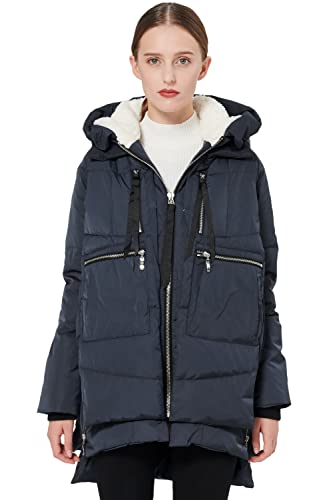 Orolay Damen Daunenmantel mit Verdickung Parka Kapuze Langer Puffer Mantel für Winter Gesteppte Gepolsterte Winddichte Oberbekleidung Blau XL von Orolay