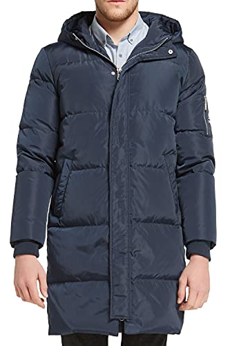 Orolay Herren Daunenjacke Warmer Wintermantel Mittellang Freizeit Hooded Steppmantel Marine XL von Orolay