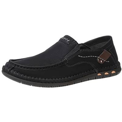 OutPro Mokassin Herren Slipper Leder Leicht Loafer & Slip-ons Weich Flache Bootsschuhe Sommer Lässige Schuhe,Schwarz,43 EU von OutPro