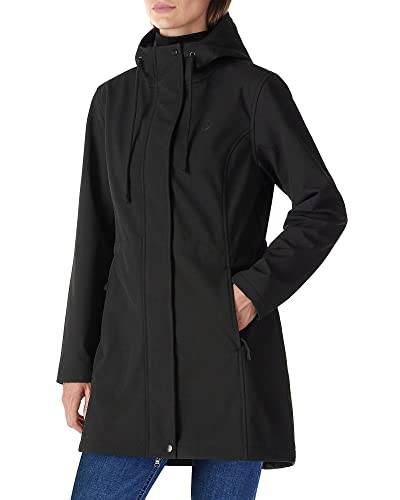 Damen Regenjacke Lange Softshelljacke mit Kapuze Frauen Übergangsjacke Regenmantel Gefütterte Funktionsjacke Wasserdichte Windbreaker Wanderjacke Outdoorjacke für Wandern Laufen Schwarz M von Outdoor Ventures