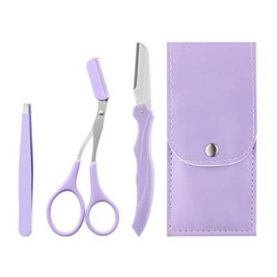 PLABBDPL Augenbrauen Set 4Pcs, Augenbrauenschere mit Kamm, Augenbrauen-Rasierer, Augenbrauen-Schere, Augenbrauen-Pinzette, Augenbrauen-Kamm, Augenbrauen-Pinsel für Frauen und Männer von PLABBDPL