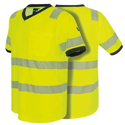 PRO FIT Warnschutz T-Shirt – Atmungsaktiv, Arbeits-Shirt, Allergiker geeignet, Herren, Damen, Reflexstreifen, UV-Schutz, Neongelb, Gr. 4XL von PRO FIT