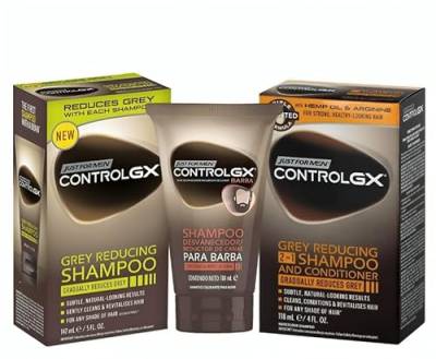 Just for Men Control GX Shampoo und Conditioner 2-in-1 + Shampoo zur Reduzierung von grauem Haar + Bartshampoo, 118 ml, 3 Stück Promoo von PROMOO