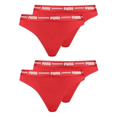 PUMA Damen Strings Tanga Thong 4er Pack, Farbe:Rot, Wäschegröße:L, Artikel:-019 Hibiscus red von PUMA