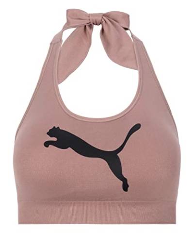 PUMA Nahtloser Neckholder-Sport-BH für Damen, natur, Large von PUMA