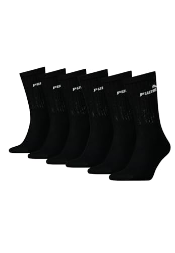 PUMA Unisex Crew Tennissocken Sportsocken Socken für Damen Herren 6 Paar, Farbe:200 - black, Socken & Strümpfe:43-46 von PUMA