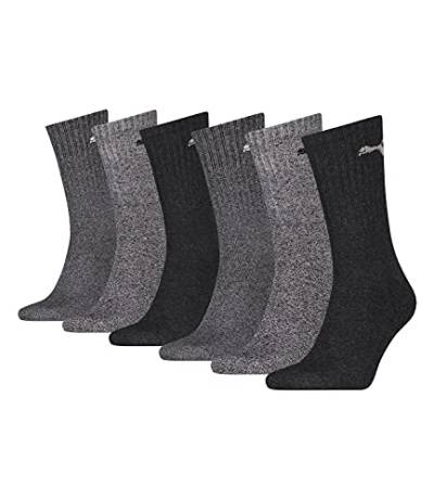 PUMA unisex Sportsocken Tennissocken Freizeitsocken Sport Crew 7312 6 Paar, Farbe:Grau, Menge:6 Paar (2x 3er Pack), Größe:43-46, Artikel:-207 anthracite / grey von PUMA