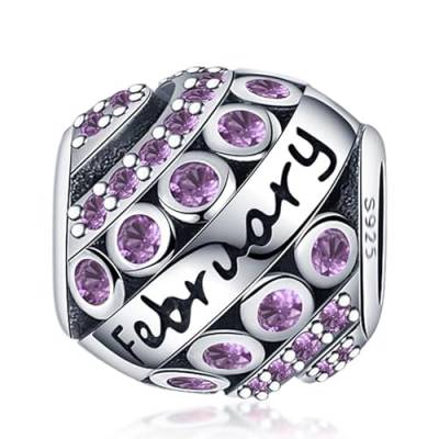 Panderu Charm Anhänger Geburtsstein 925 Sterling Silber für Pandora Armbänder, S925 Bead Charms with 5A Cubic Zirconioa kompatibel mit Europäische Armbänder Halskette von Panderu