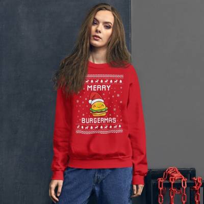 Burger Ugly Christmas Sweater, Liebhaber Weihnachten Sweatshirt, Weihnachtsgeschenk, Frohe Burgermas, Weihnachtsgeschenk Für Hamburger 2024 von PassionifyCO