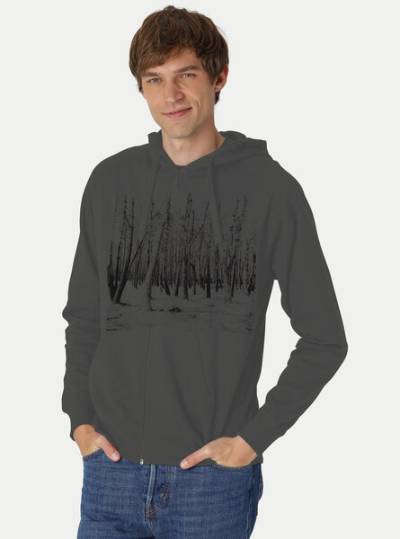 Peaces.bio - handbedruckte Biomode Herren Zip-Hoodie Woodland von Peaces.bio - handbedruckte Biomode