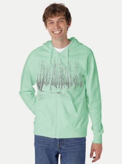 Peaces.bio - handbedruckte Biomode Herren Zip-Hoodie Woodland von Peaces.bio - handbedruckte Biomode