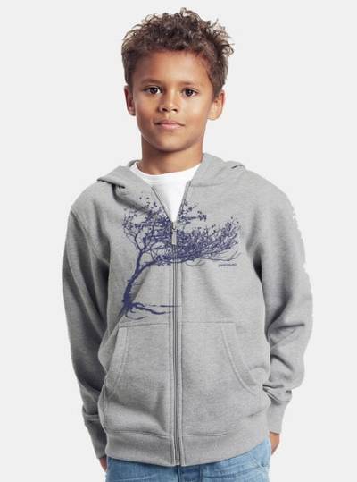 Peaces.bio - handbedruckte Biomode Kinder Zip-Hoodie Windy Tree von Peaces.bio - handbedruckte Biomode