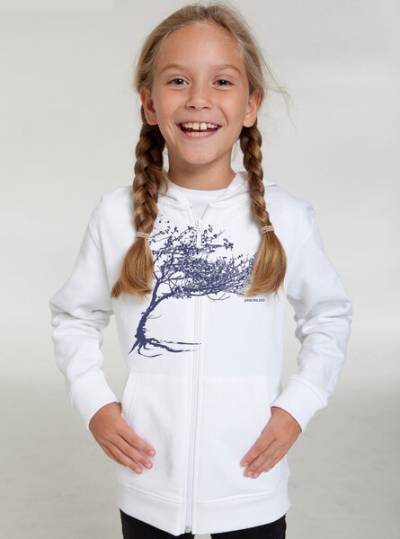 Peaces.bio - handbedruckte Biomode Kinder Zip-Hoodie Windy Tree von Peaces.bio - handbedruckte Biomode