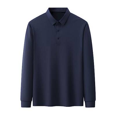 Einfarbiges Seiden-Poloshirt Für Herren Frühling Klassisches Langarm-T-Shirt Business-Casual-Tops von Pegsmio