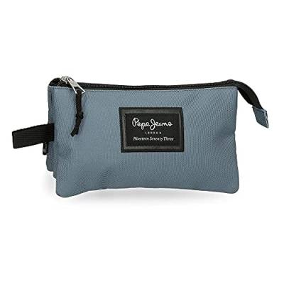 Pepe Jeans Aris Dreifach-Federmäppchen, 22 x 12 x 5 cm, blau, 22x12x5 cms, Dreifach-Etui von Pepe Jeans