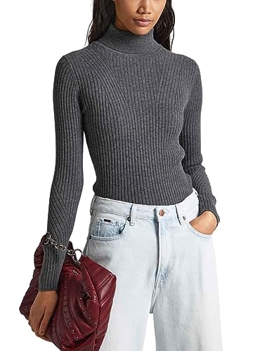 Pepe Jeans Damen Dalia Rolled Collar Pullover Sweater, Grey (Dark Grey Marl), L von Pepe Jeans