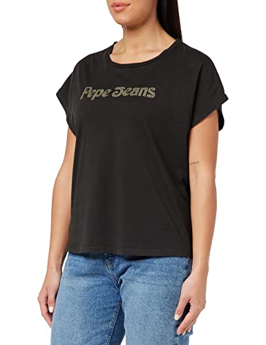 Pepe Jeans Damen T-Shirt Carli, Schwarz (Washed Black), M von Pepe Jeans