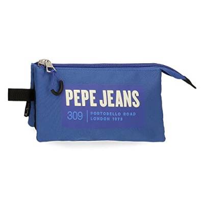 Pepe Jeans Darren Federmäppchen, dreifach, Blau, 22 x 12 x 5 cm, Polyester, blau, Dreifach-Etui von Pepe Jeans