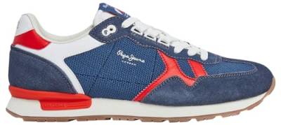 Pepe Jeans Herren Brit Retro M Sneaker, Blau (Washed Navy Blue), 8 von Pepe Jeans