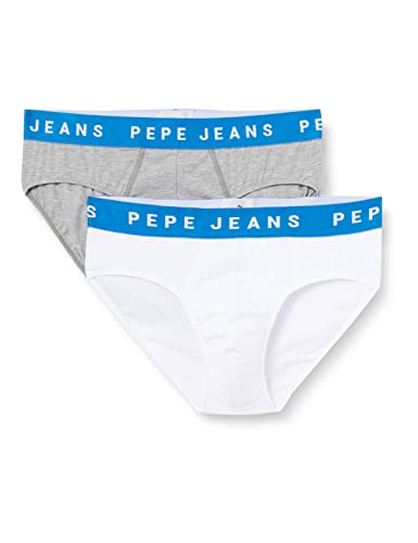 Pepe Jeans Herren Logo Bf Lr 2P Briefs, Grey (Grey Marl), L (2er Pack) von Pepe Jeans