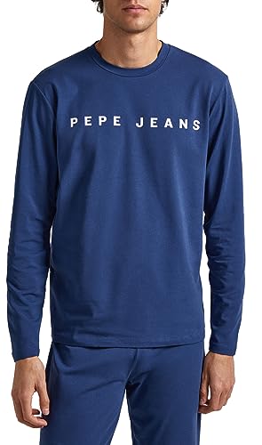 Pepe Jeans Herren Logo Tshirt LS Pajama Top, Blue (Navy), S von Pepe Jeans